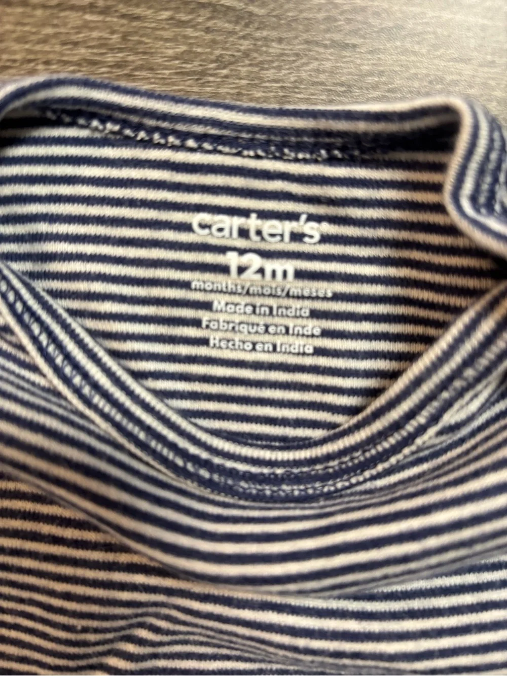 🎉 (12m) Carter’s Striped Bodysuit + Navy Blue Joggers with Dinosaur on Bum